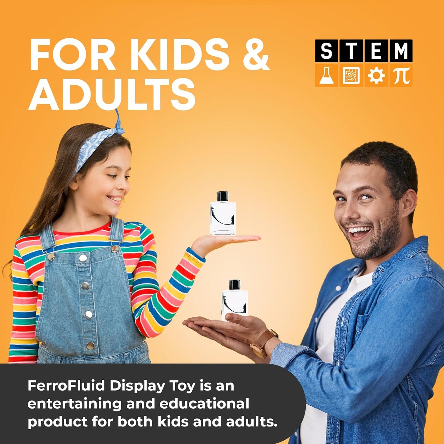 FerroFluid Display Toy Bottle – Ferro Fluid Liquid Metal STEM Toy, Magnetic Desk Toy with Neodymium Magnets, Interactive Adults Physics Toy, Educational Iron Filings Magnet Science Kit - 2ml