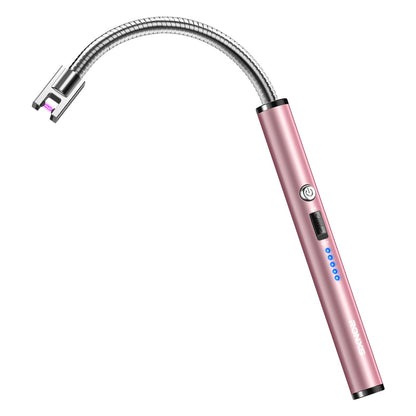 RONXS Candle Lighter, Electric Lighter, Rechargeable Type C Lighters Arc Lighter with LED Battery Display, Flameless Long Lighters for Candles Grill BBQ Camping (Black)