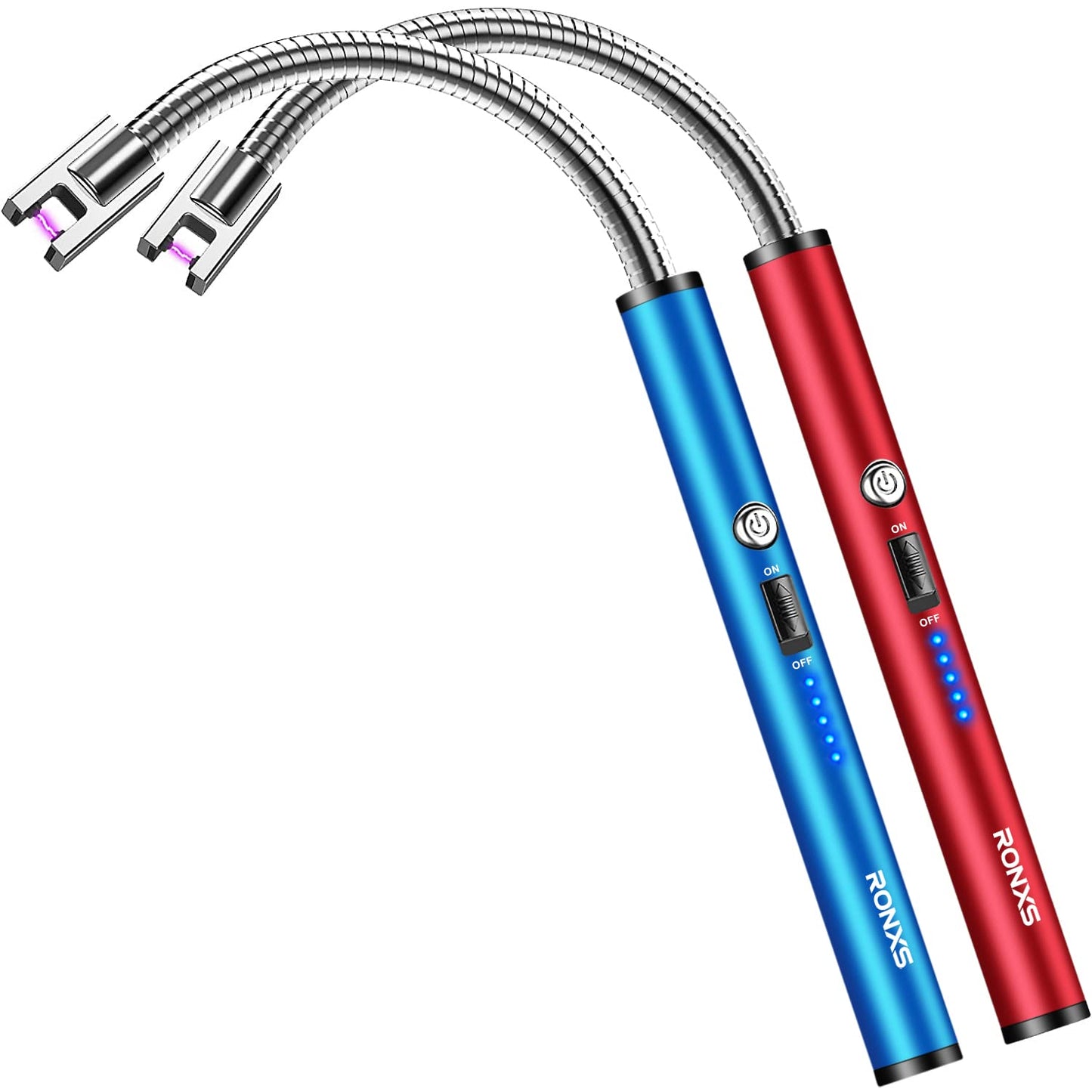 RONXS Candle Lighter, Electric Lighter, Rechargeable Type C Lighters Arc Lighter with LED Battery Display, Flameless Long Lighters for Candles Grill BBQ Camping (Black)