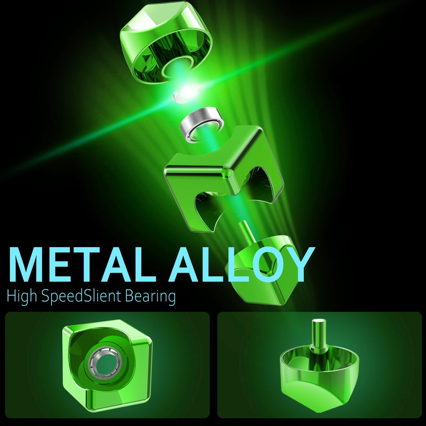 Infinity Gear Fidget Cube Spinner for Kid Adult, Transformable Spinning Top Metallic Fidget Toys for Anti-Anxiety Stress Relief Autism ADHD, 2-in-1 Cube Focus Toy for Desktop Office Classroom