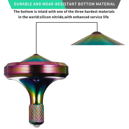 Luxury Pure Copper Spinning Top, Metal Toy Gyro,The Perfect Balance Between Performance and Beauty-Continue to Rotate for More Than 4 Minutes (3PCS Upgrade Vesion Black+Silver+Iridescent)