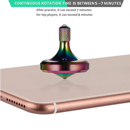 Luxury Pure Copper Spinning Top, Metal Toy Gyro,The Perfect Balance Between Performance and Beauty-Continue to Rotate for More Than 4 Minutes (3PCS Upgrade Vesion Black+Silver+Iridescent)