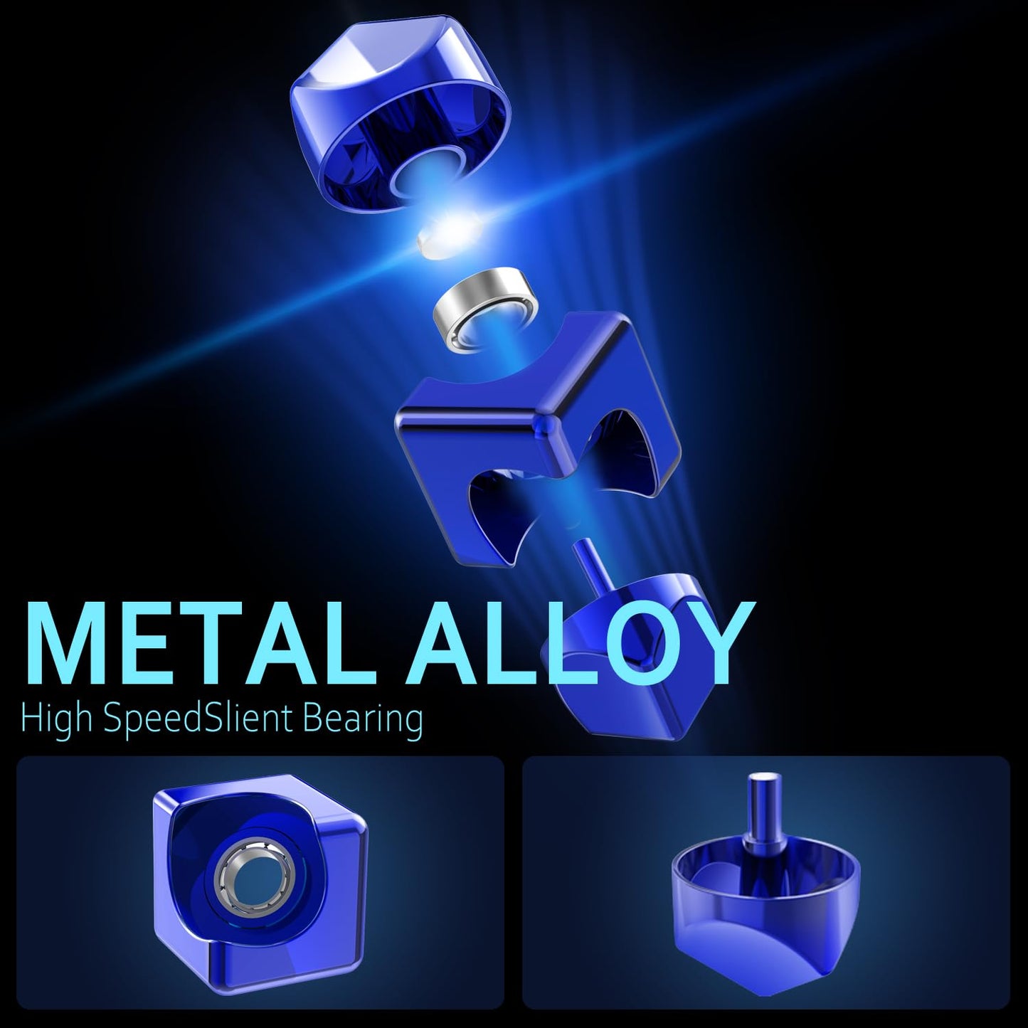 Infinity Gear Fidget Cube Spinner for Kid Adult, Transformable Spinning Top Metallic Fidget Toys for Anti-Anxiety Stress Relief Autism ADHD, 2-in-1 Cube Focus Toy for Desktop Office Classroom