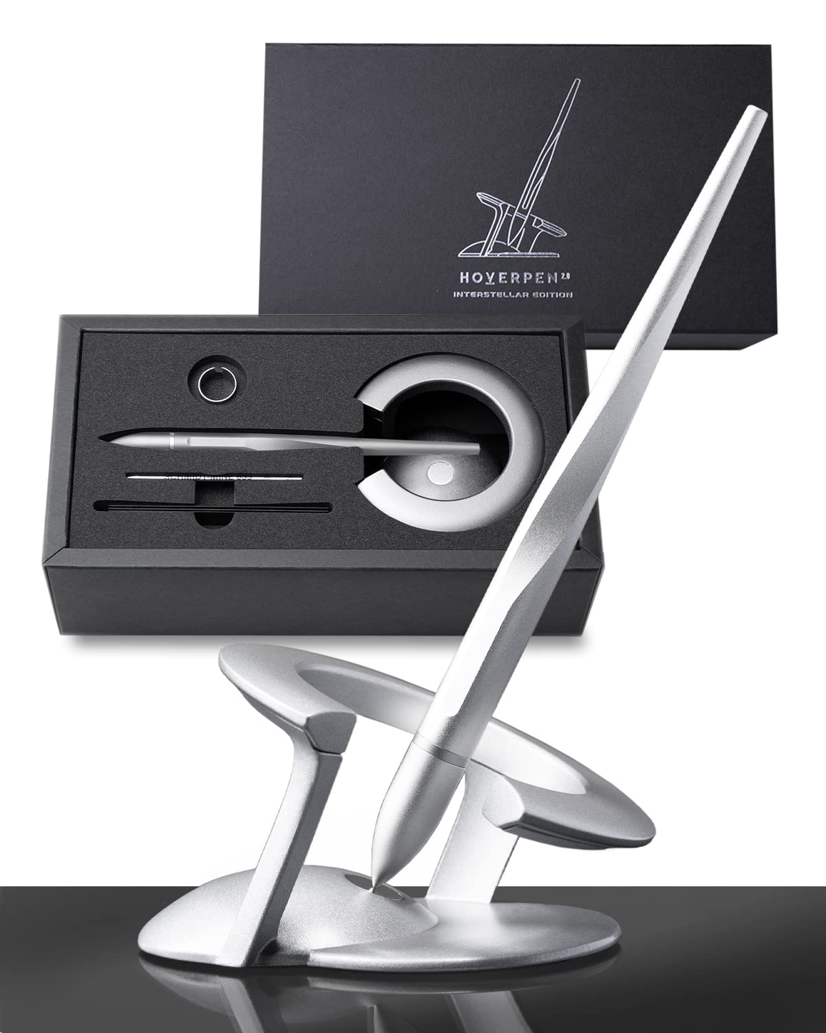 Novium Hoverpen 2.0 Interstellar Edition - Space Black, Ballpoint Pen, Unique Conversational Starter, Premium Futuristic Design, Precision Flow Ink, Schmidt Ballpoint Cartridges