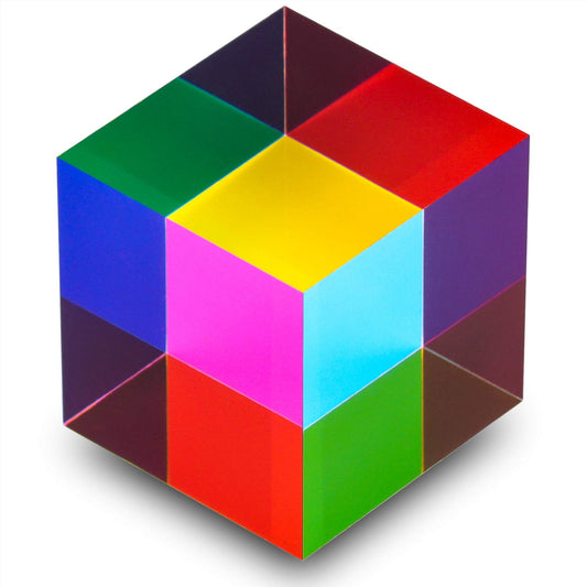 Mixing Color Cube, 50mm (2 inch) Colorful Acrylic Cube Prism for Desktop Decoration,Scientific and Educational Toys Gift for Kids