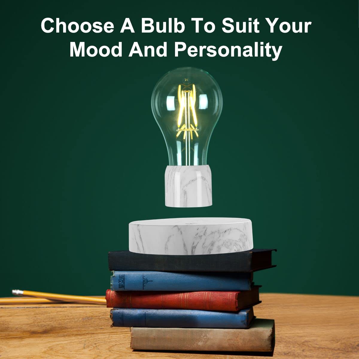 VGAzer Magnetic Levitating Floating Wireless LED Light Bulb Desk Lamp for Unique Gifts, Room Decor, Night Light, Home Office Decor Desk Tech Toys (Round Wooden Base..)