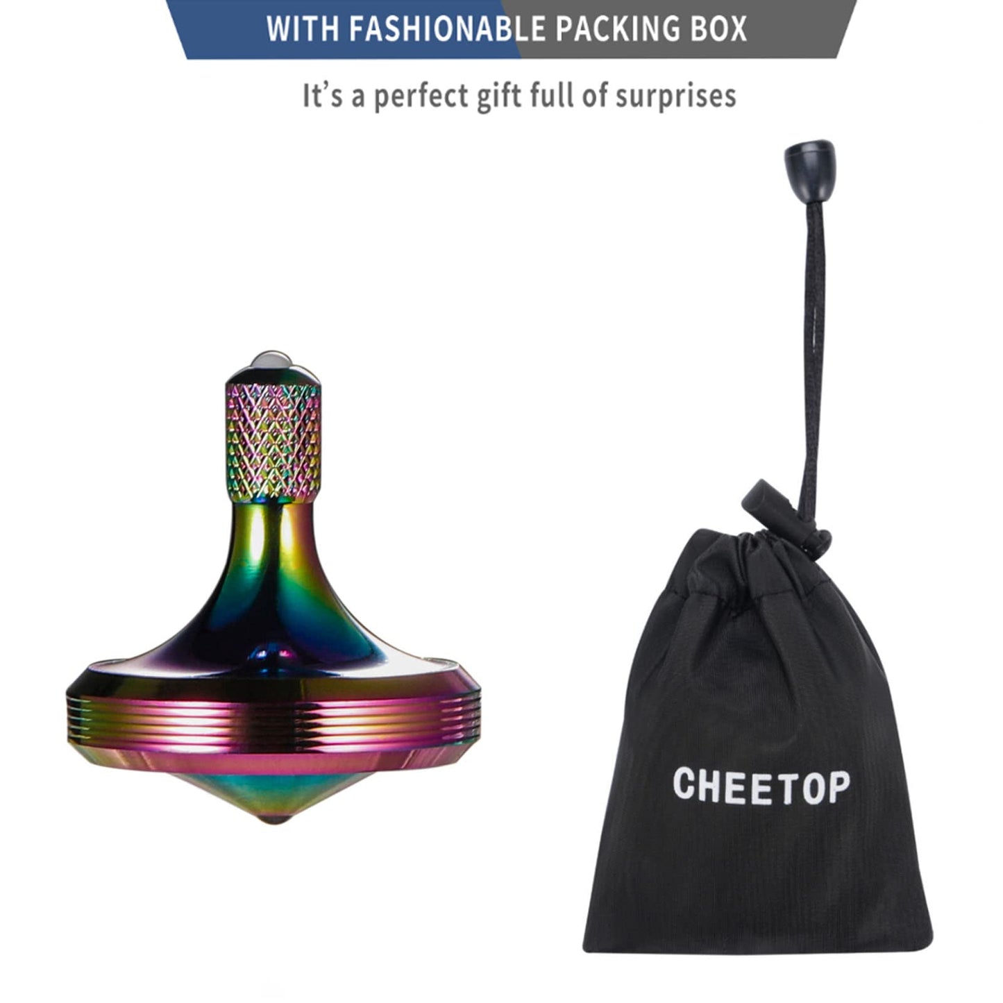 Luxury Pure Copper Spinning Top, Metal Toy Gyro,The Perfect Balance Between Performance and Beauty-Continue to Rotate for More Than 4 Minutes (3PCS Upgrade Vesion Black+Silver+Iridescent)