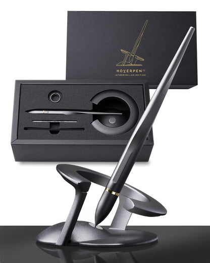 Novium Hoverpen 2.0 Interstellar Edition - Space Black, Ballpoint Pen, Unique Conversational Starter, Premium Futuristic Design, Precision Flow Ink, Schmidt Ballpoint Cartridges