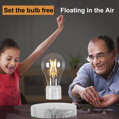 VGAzer Magnetic Levitating Floating Wireless LED Light Bulb Desk Lamp for Unique Gifts, Room Decor, Night Light, Home Office Decor Desk Tech Toys (Round Wooden Base..)