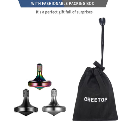 Luxury Pure Copper Spinning Top, Metal Toy Gyro,The Perfect Balance Between Performance and Beauty-Continue to Rotate for More Than 4 Minutes (3PCS Upgrade Vesion Black+Silver+Iridescent)