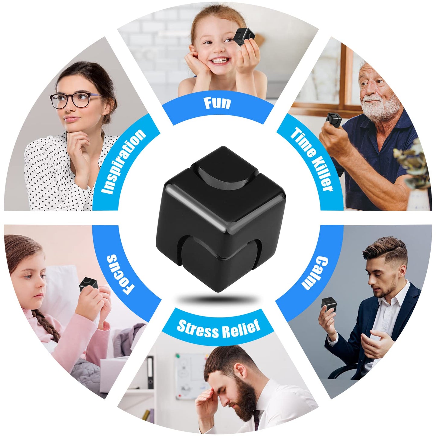 Infinity Gear Fidget Cube Spinner for Kid Adult, Transformable Spinning Top Metallic Fidget Toys for Anti-Anxiety Stress Relief Autism ADHD, 2-in-1 Cube Focus Toy for Desktop Office Classroom