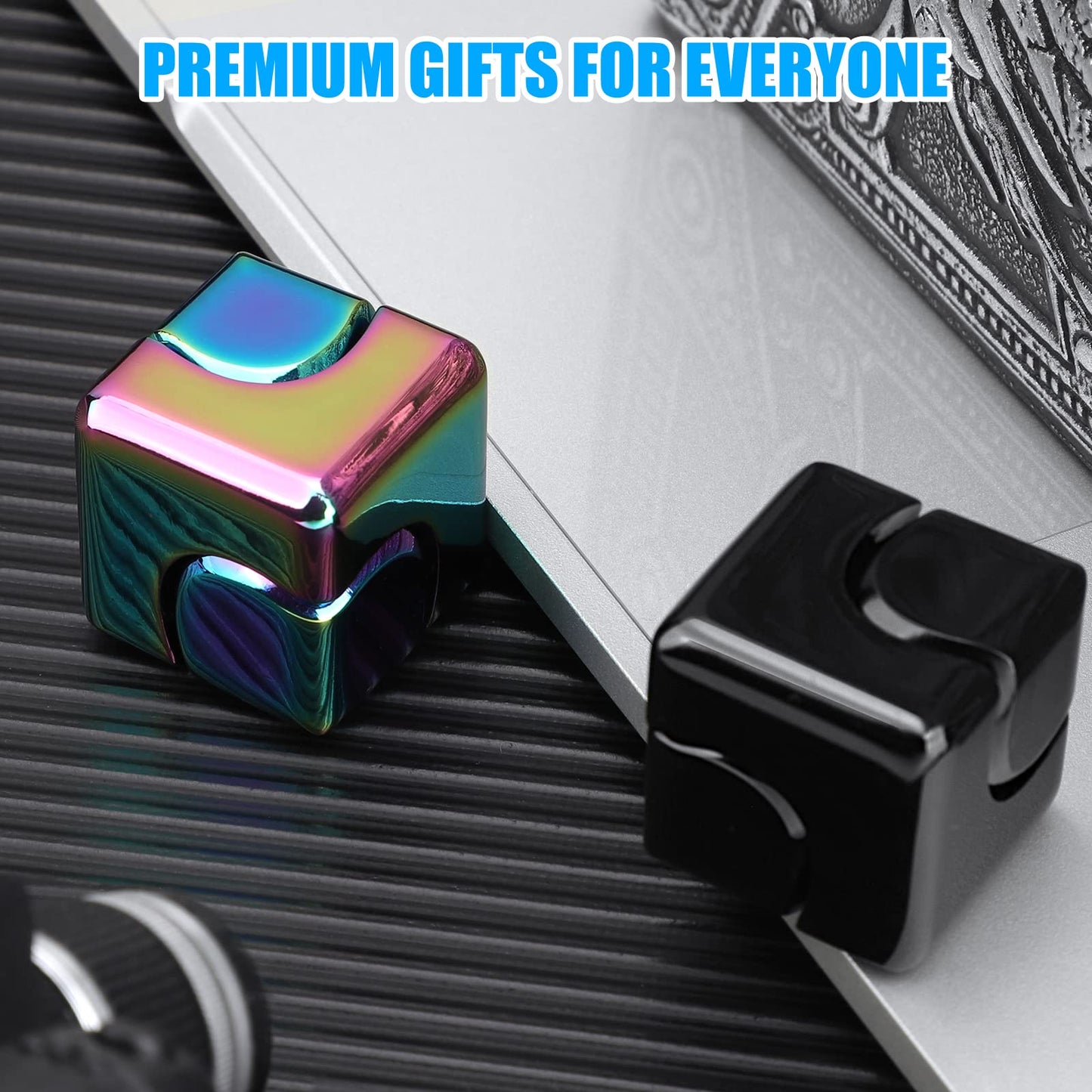 Infinity Gear Fidget Cube Spinner for Kid Adult, Transformable Spinning Top Metallic Fidget Toys for Anti-Anxiety Stress Relief Autism ADHD, 2-in-1 Cube Focus Toy for Desktop Office Classroom