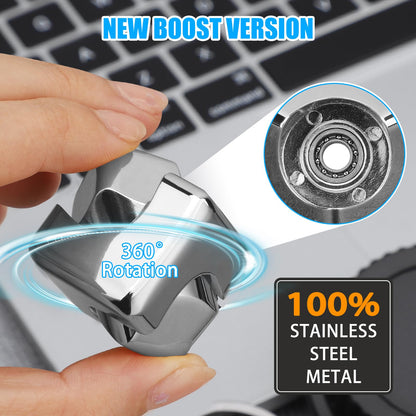 Infinity Gear Fidget Cube Spinner for Kid Adult, Transformable Spinning Top Metallic Fidget Toys for Anti-Anxiety Stress Relief Autism ADHD, 2-in-1 Cube Focus Toy for Desktop Office Classroom
