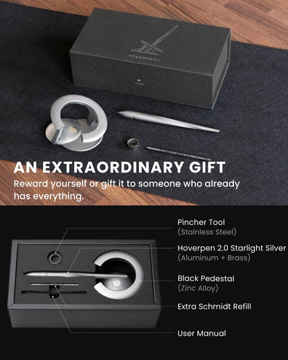 Novium Hoverpen 2.0 Interstellar Edition - Space Black, Ballpoint Pen, Unique Conversational Starter, Premium Futuristic Design, Precision Flow Ink, Schmidt Ballpoint Cartridges
