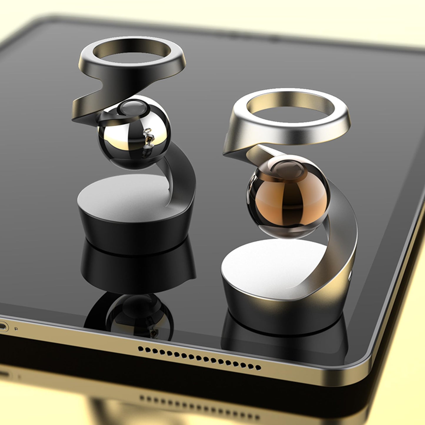 Kinetic Desk Spinning Toy, Kinetic Fidget Toys for Adults, Metal Desk Fidgets for Office for Adults, Fidget Toys for Kids Teens with Autism ADHD (Gold Silver)