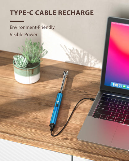 RONXS Candle Lighter, Electric Lighter, Rechargeable Type C Lighters Arc Lighter with LED Battery Display, Flameless Long Lighters for Candles Grill BBQ Camping (Black)