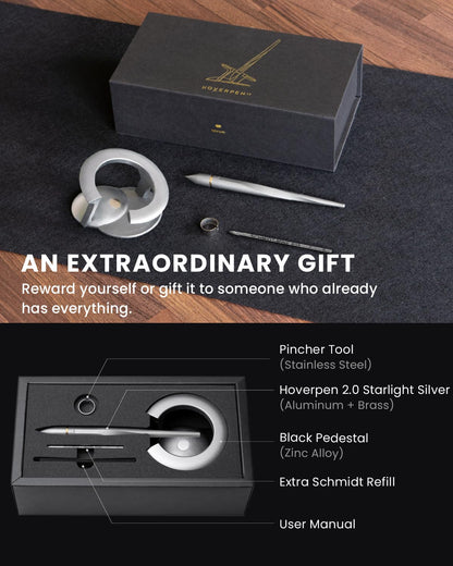 Novium Hoverpen 2.0 Interstellar Edition - Space Black, Ballpoint Pen, Unique Conversational Starter, Premium Futuristic Design, Precision Flow Ink, Schmidt Ballpoint Cartridges