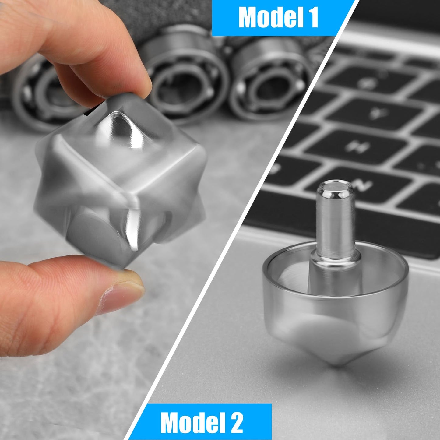Infinity Gear Fidget Cube Spinner for Kid Adult, Transformable Spinning Top Metallic Fidget Toys for Anti-Anxiety Stress Relief Autism ADHD, 2-in-1 Cube Focus Toy for Desktop Office Classroom