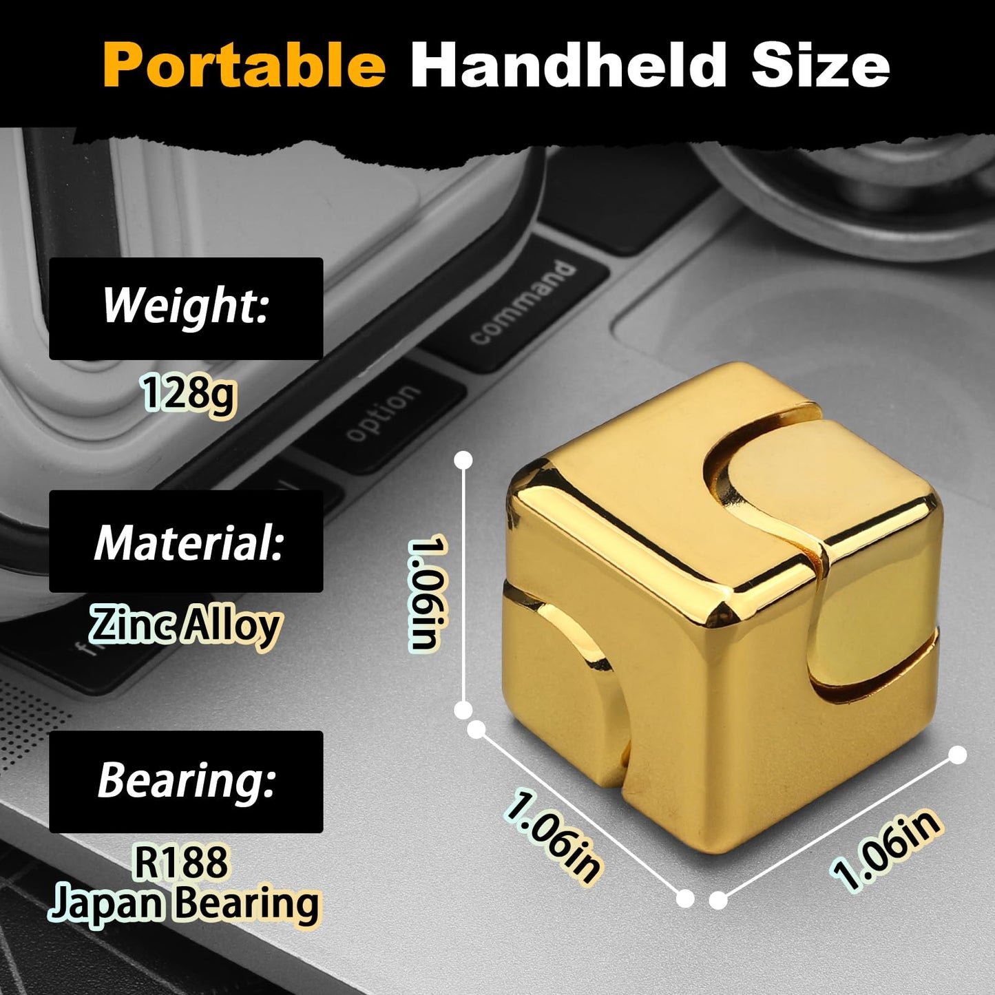 Infinity Gear Fidget Cube Spinner for Kid Adult, Transformable Spinning Top Metallic Fidget Toys for Anti-Anxiety Stress Relief Autism ADHD, 2-in-1 Cube Focus Toy for Desktop Office Classroom