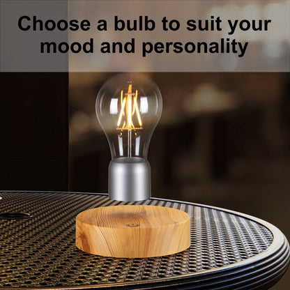VGAzer Magnetic Levitating Floating Wireless LED Light Bulb Desk Lamp for Unique Gifts, Room Decor, Night Light, Home Office Decor Desk Tech Toys (Round Wooden Base..)