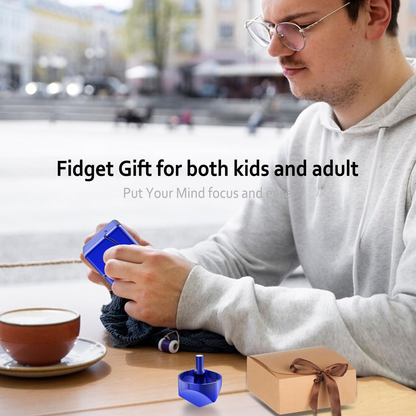 Infinity Gear Fidget Cube Spinner for Kid Adult, Transformable Spinning Top Metallic Fidget Toys for Anti-Anxiety Stress Relief Autism ADHD, 2-in-1 Cube Focus Toy for Desktop Office Classroom